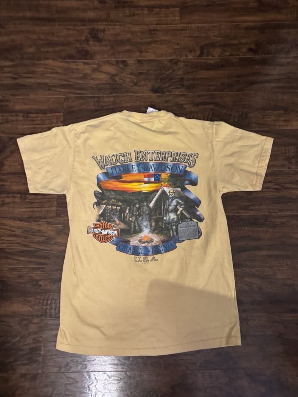 Harley Davidson Waugh Enterprises Orange , Virginia USA t-shirt Yellow Sz:M